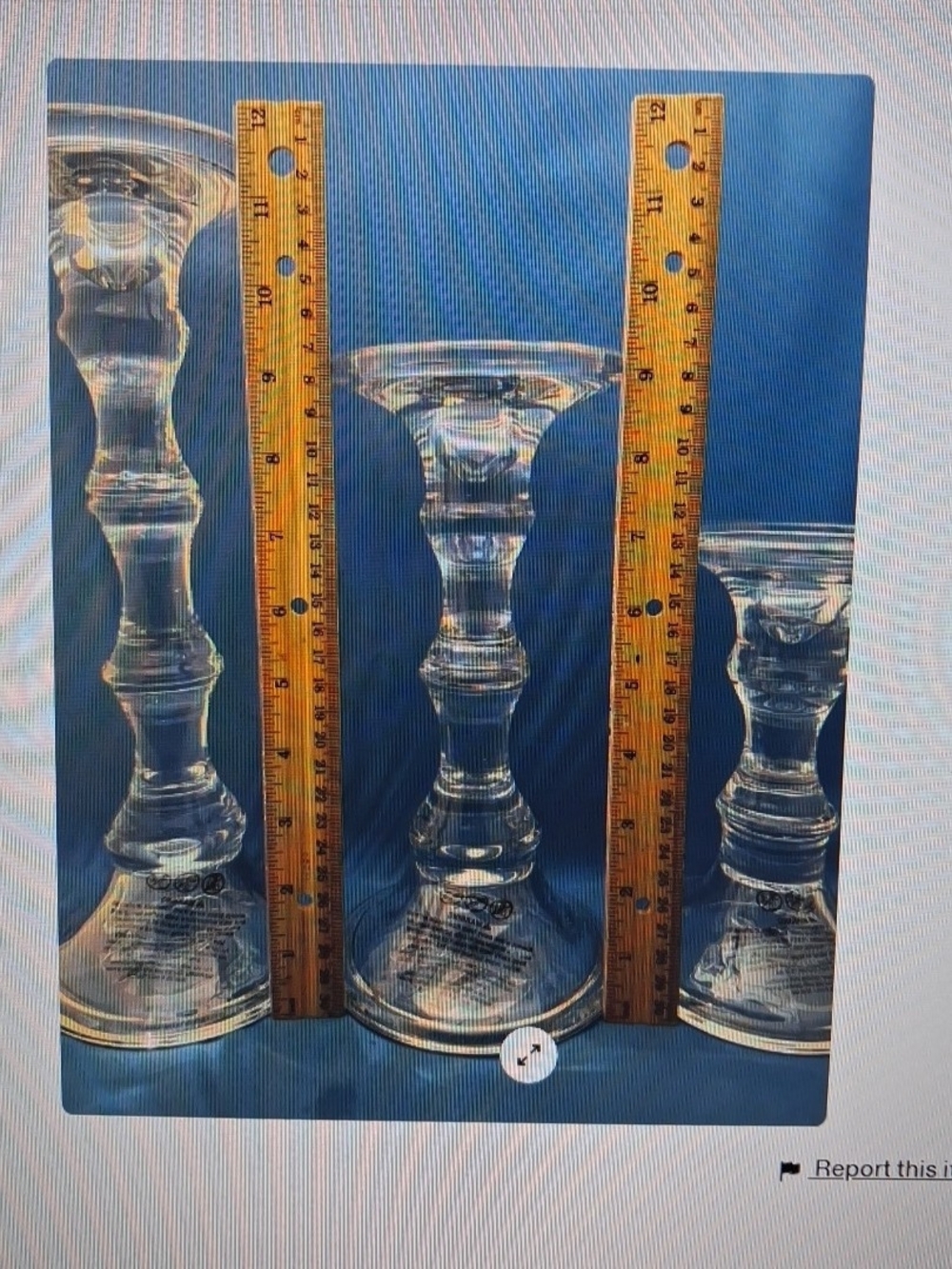 (NEW) Mikasa Clear Glass Pedestal Candle Holders - Three Piece Set